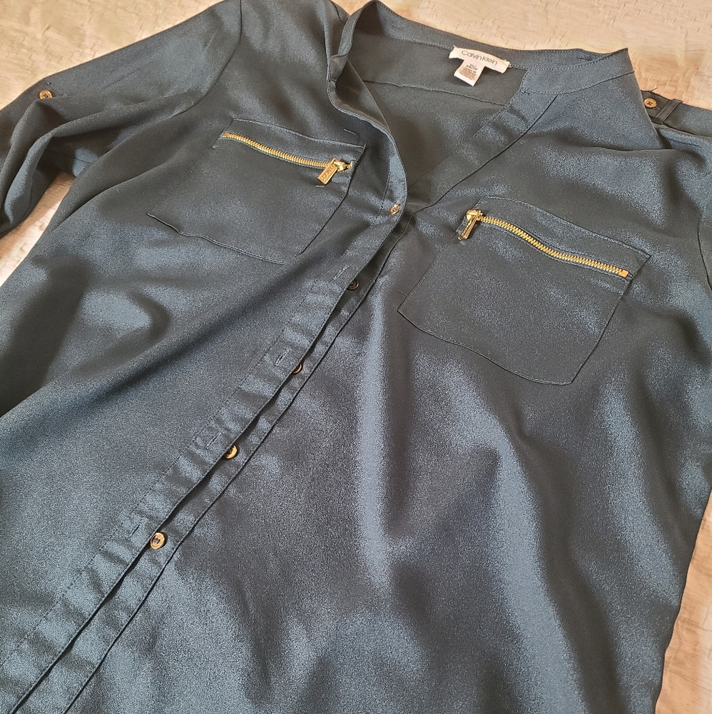 Calvin Klein teal blouse